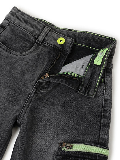 Boys Grey Baggy Fit Stretchable Denim Jeans