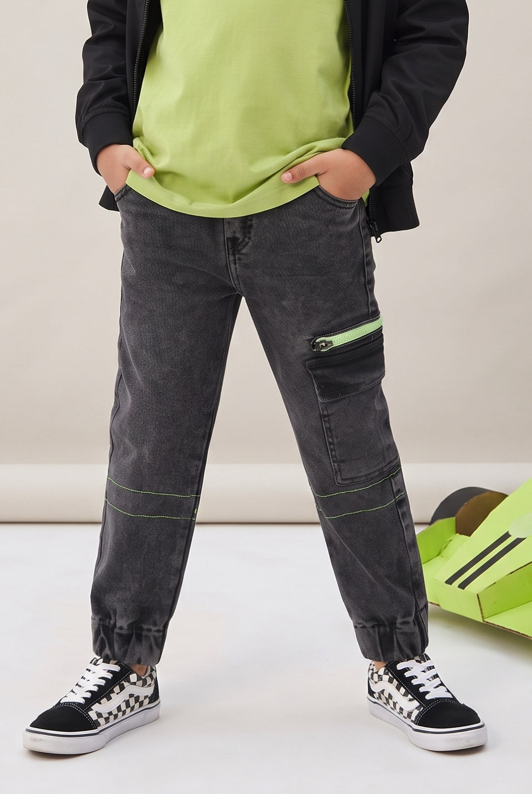 Boys Grey Baggy Fit Stretchable Denim Jeans