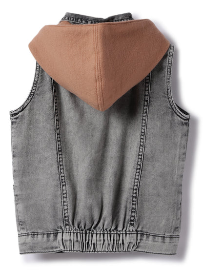 Boys Grey Hooded Waistcoat