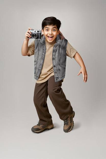 Boys Grey Hooded Waistcoat