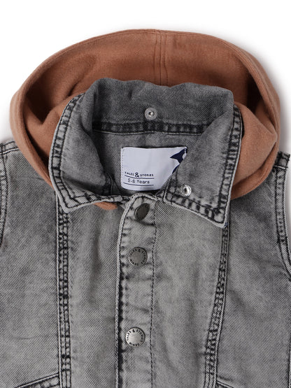 Boys Grey Hooded Waistcoat