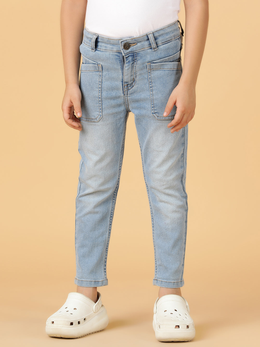 Boys Light Blue Washed Lycra Jeans