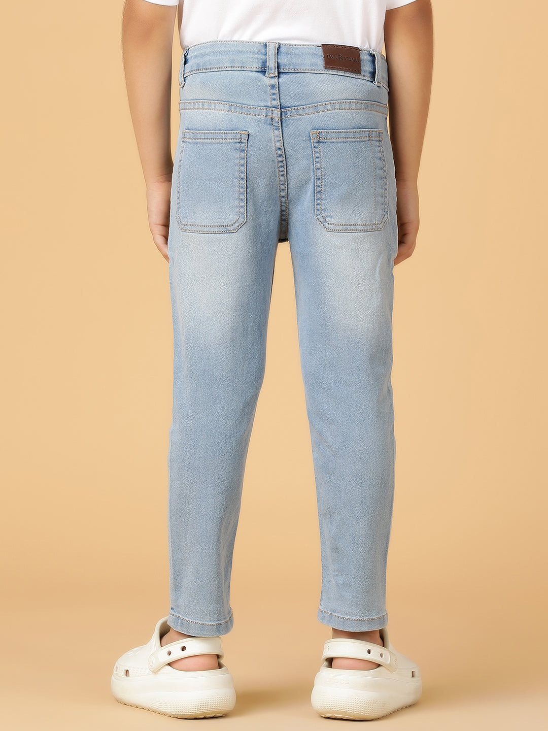Boys Light Blue Washed Lycra Jeans