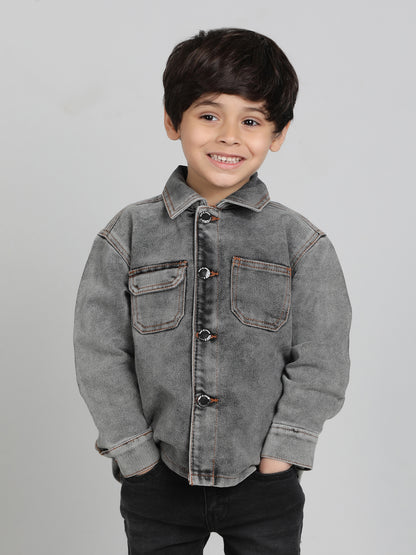 Boys Grey Washed Denim Jacket