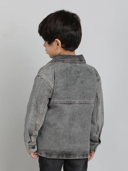 Boys Grey Washed Denim Jacket