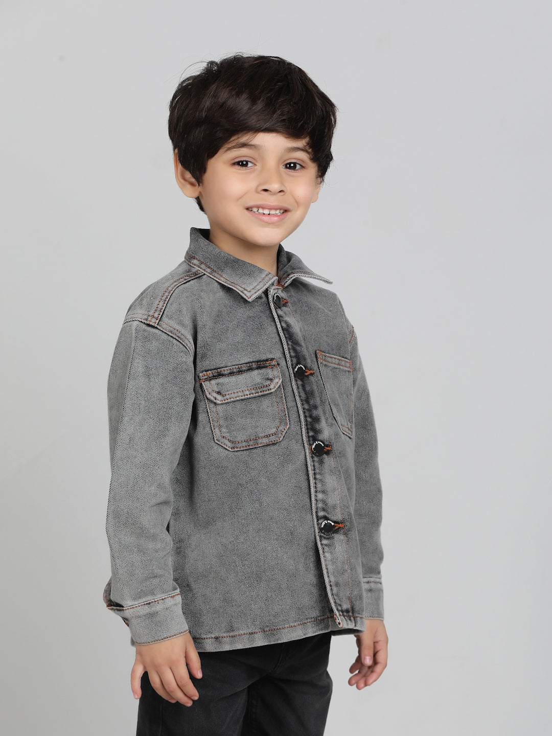 Boys Grey Washed Denim Jacket