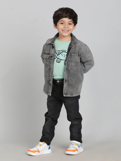 Boys Grey Washed Denim Jacket