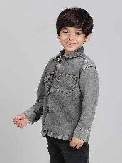 Boys Grey Washed Denim Jacket