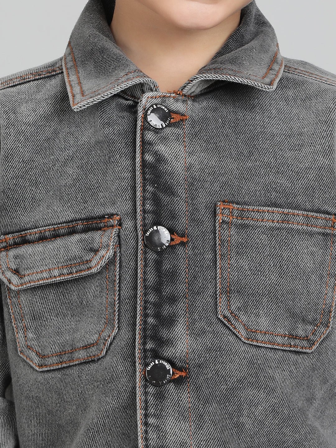Boys Grey Washed Denim Jacket