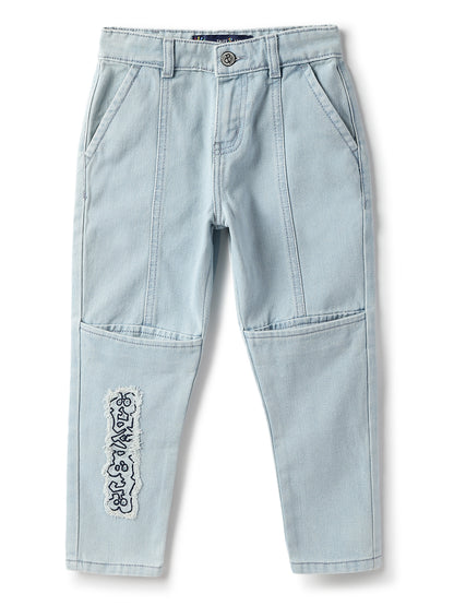 Boys Cotton Poly Denim Blue Washed Jeans