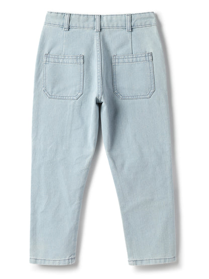 Boys Cotton Poly Denim Blue Washed Jeans