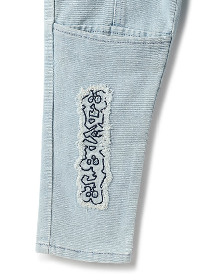 Boys Cotton Poly Denim Blue Washed Jeans