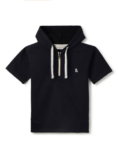 Boys Cotton Black Oversized Hoodie T-Shirt