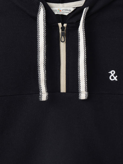 Boys Cotton Black Oversized Hoodie T-Shirt