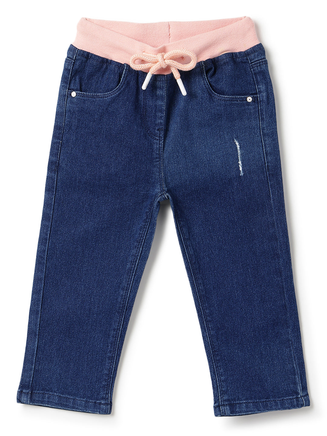 Girls Denim Dark Blue Capri With Suspander