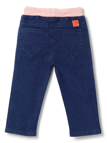 Girls Denim Dark Blue Capri With Suspander