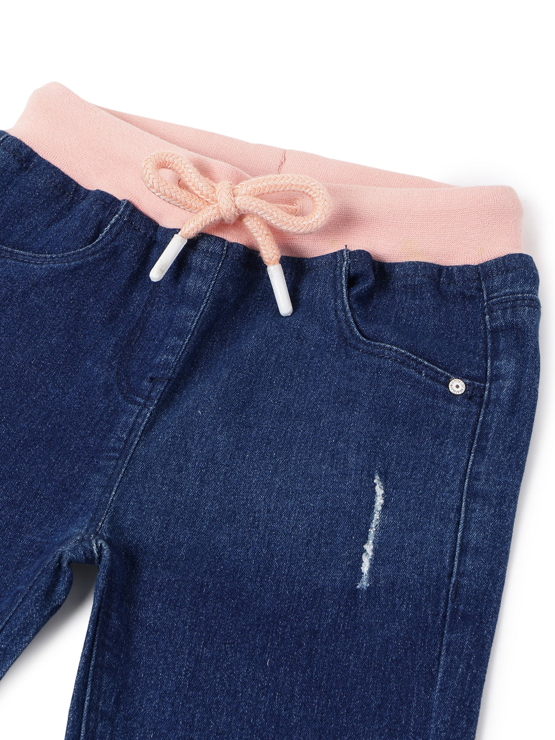 Girls Denim Dark Blue Capri With Suspander