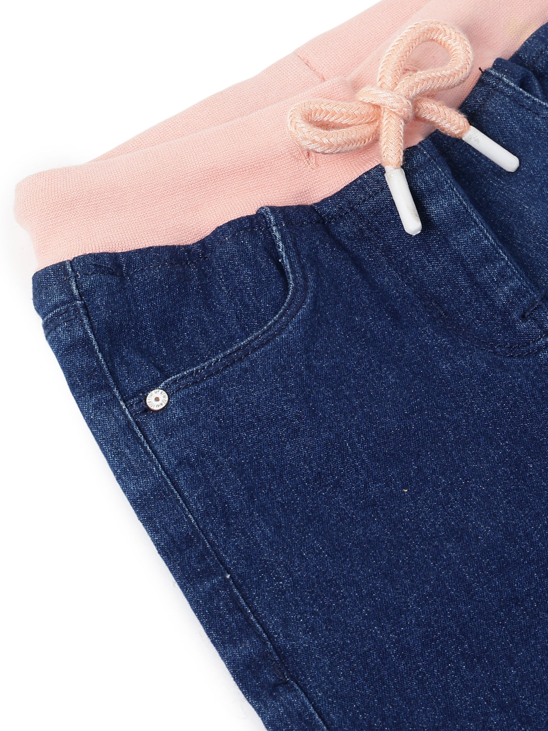 Girls Denim Dark Blue Capri With Suspander