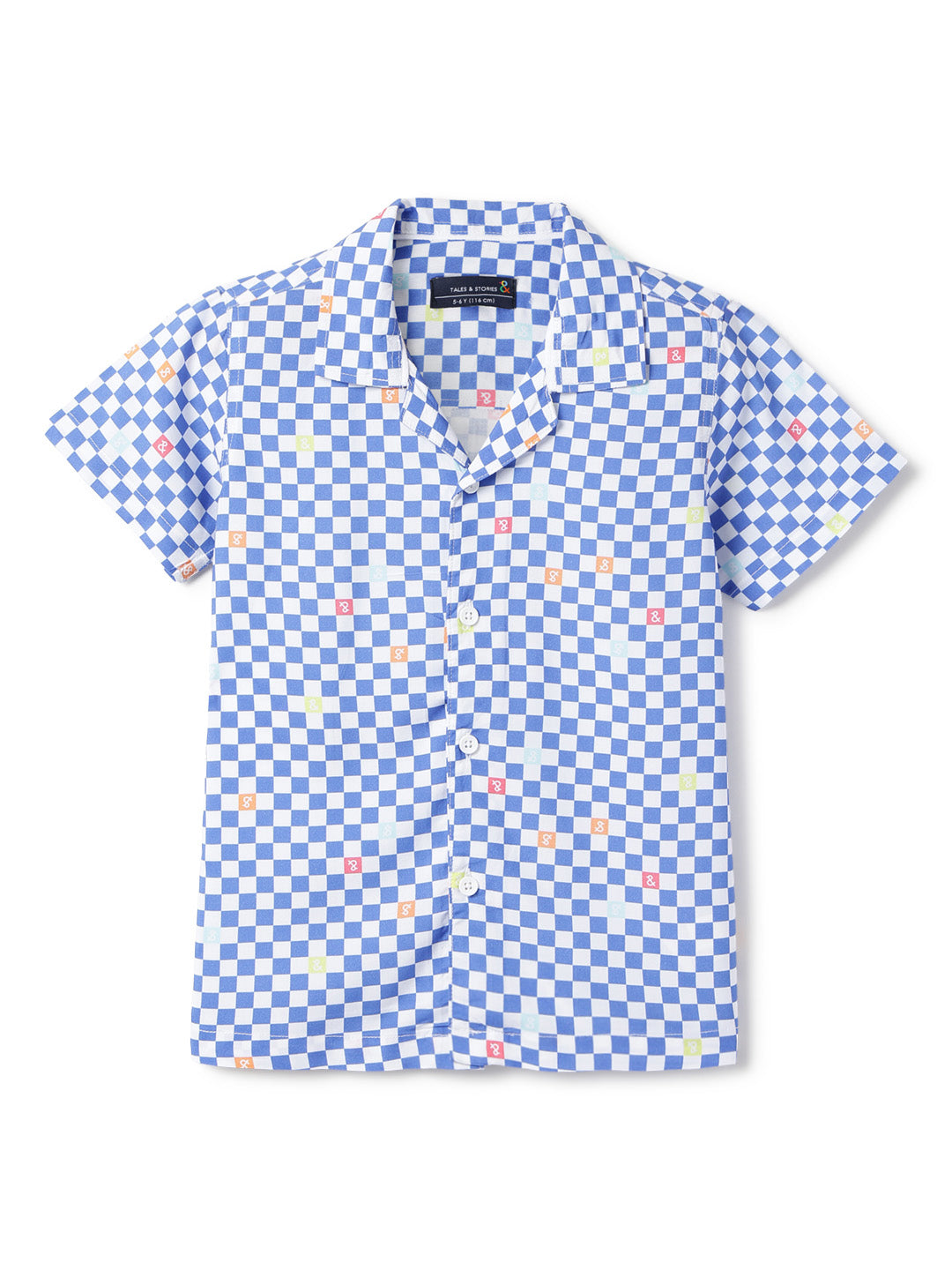 Boys Sky Blue Checks Viscose Casual Shirt
