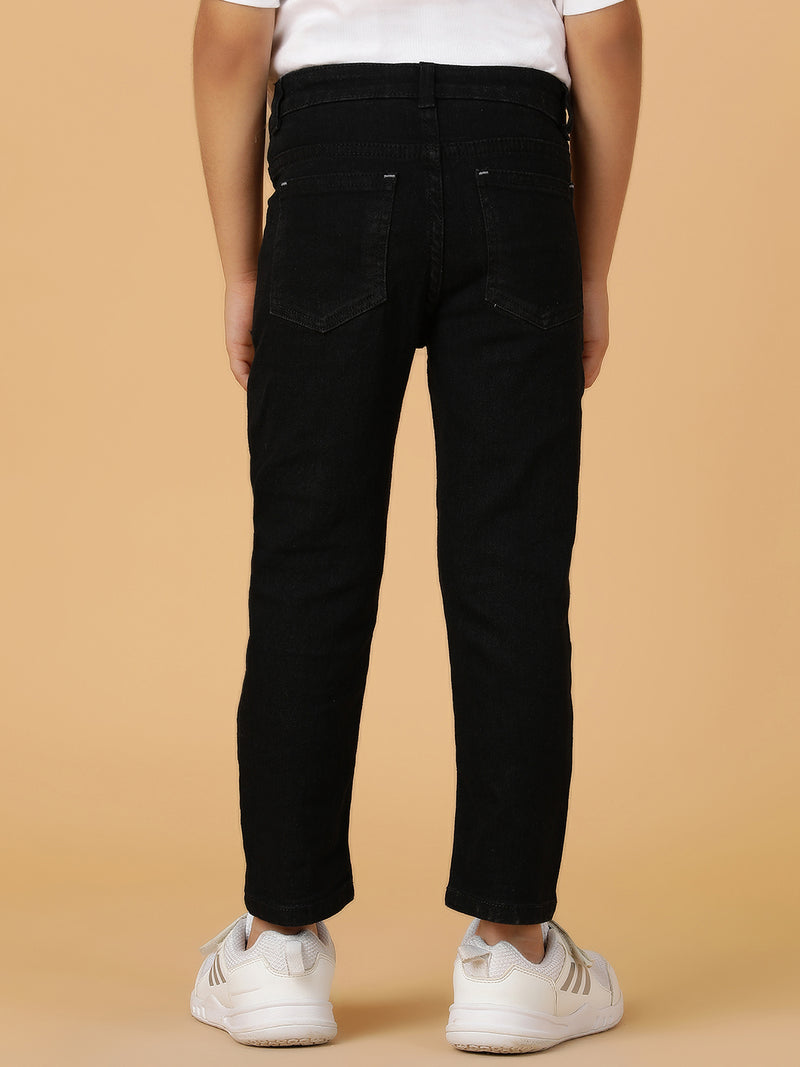 Boys Black Washed Denim-Lycra Jeans