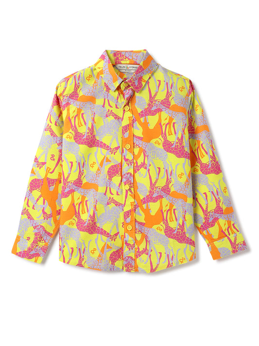 Boys Multi Color Viscose Animal Printed Shirt