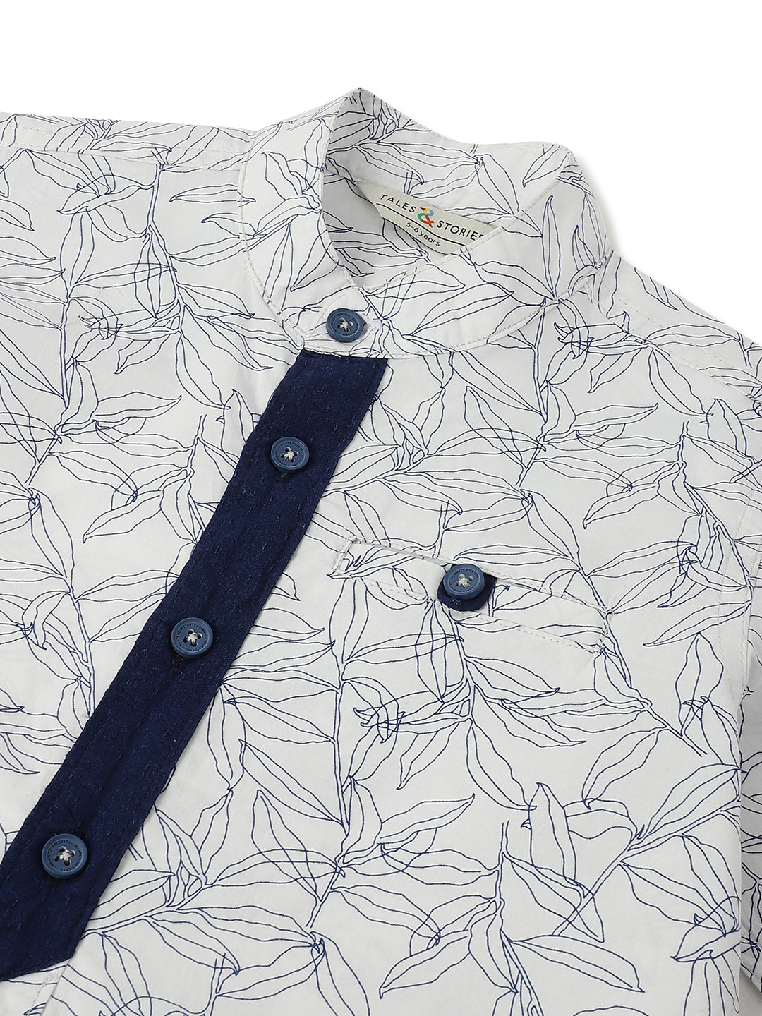 Boys White Cotton Print Shirt
