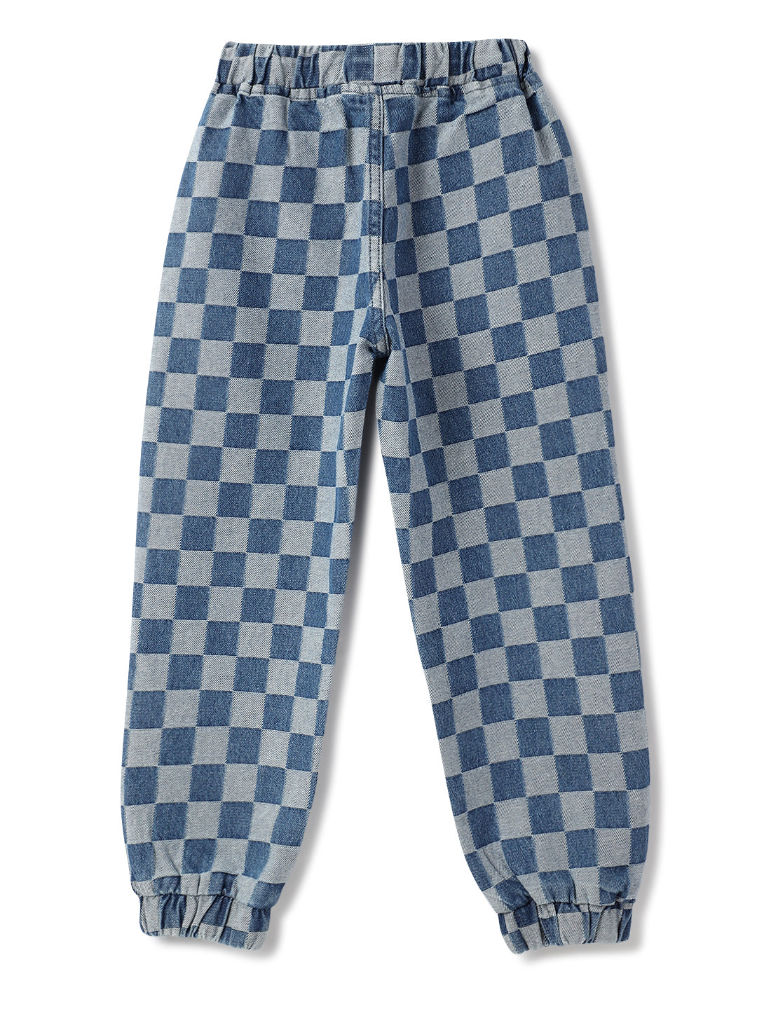 Unisex Blue Cotton Checks Joggers