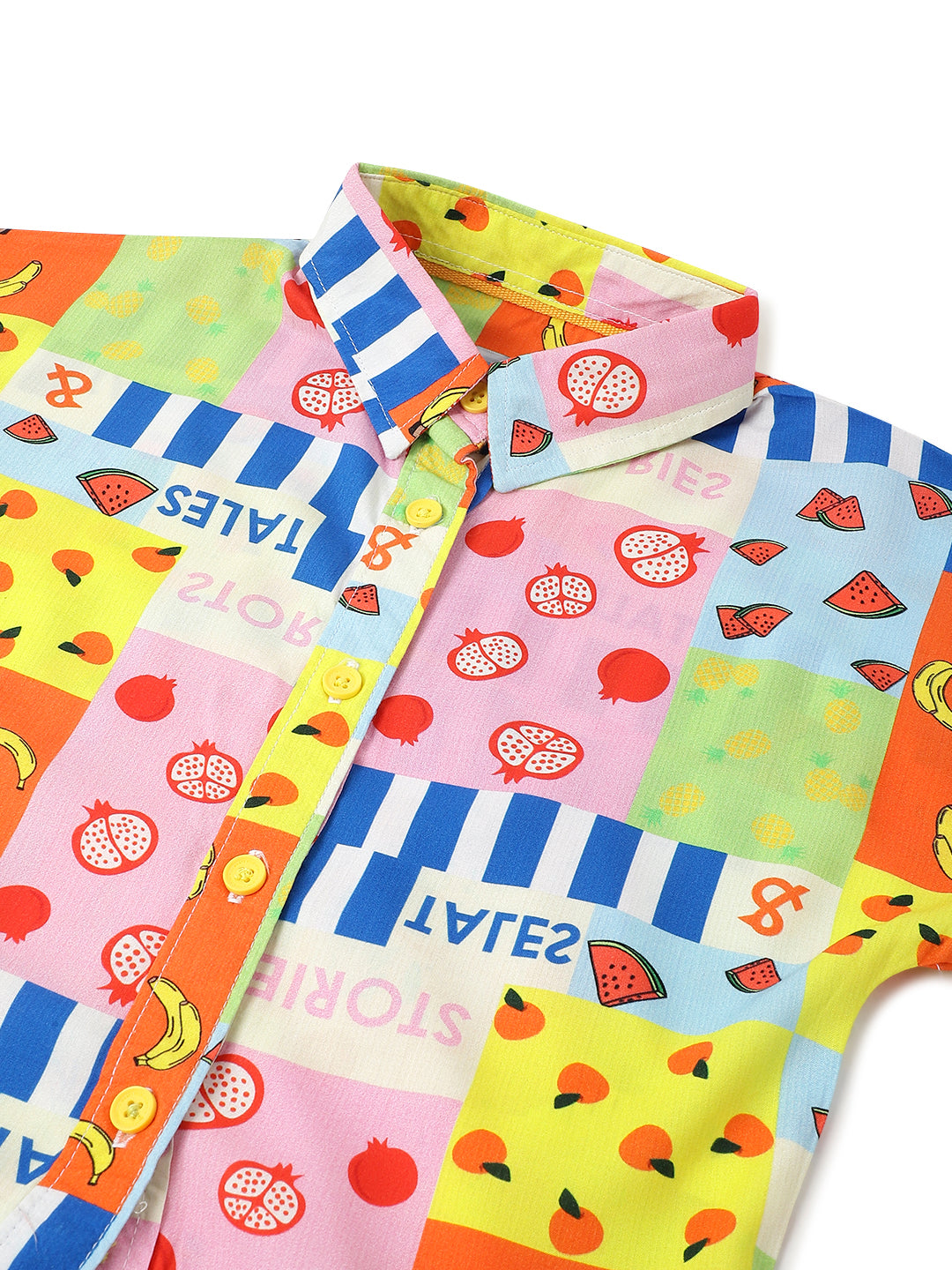 Girls Multi Color Viscose Print Shirt