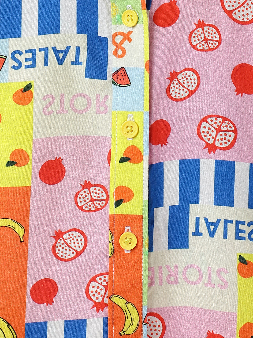 Girls Multi Color Viscose Print Shirt