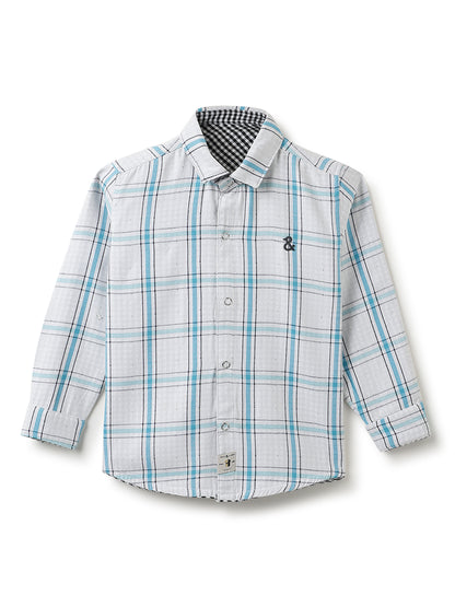 Boys Cotton Black & White Gingham Checks Reversible Shirt