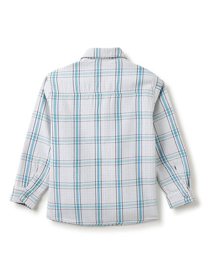 Boys Cotton Black & White Gingham Checks Reversible Shirt