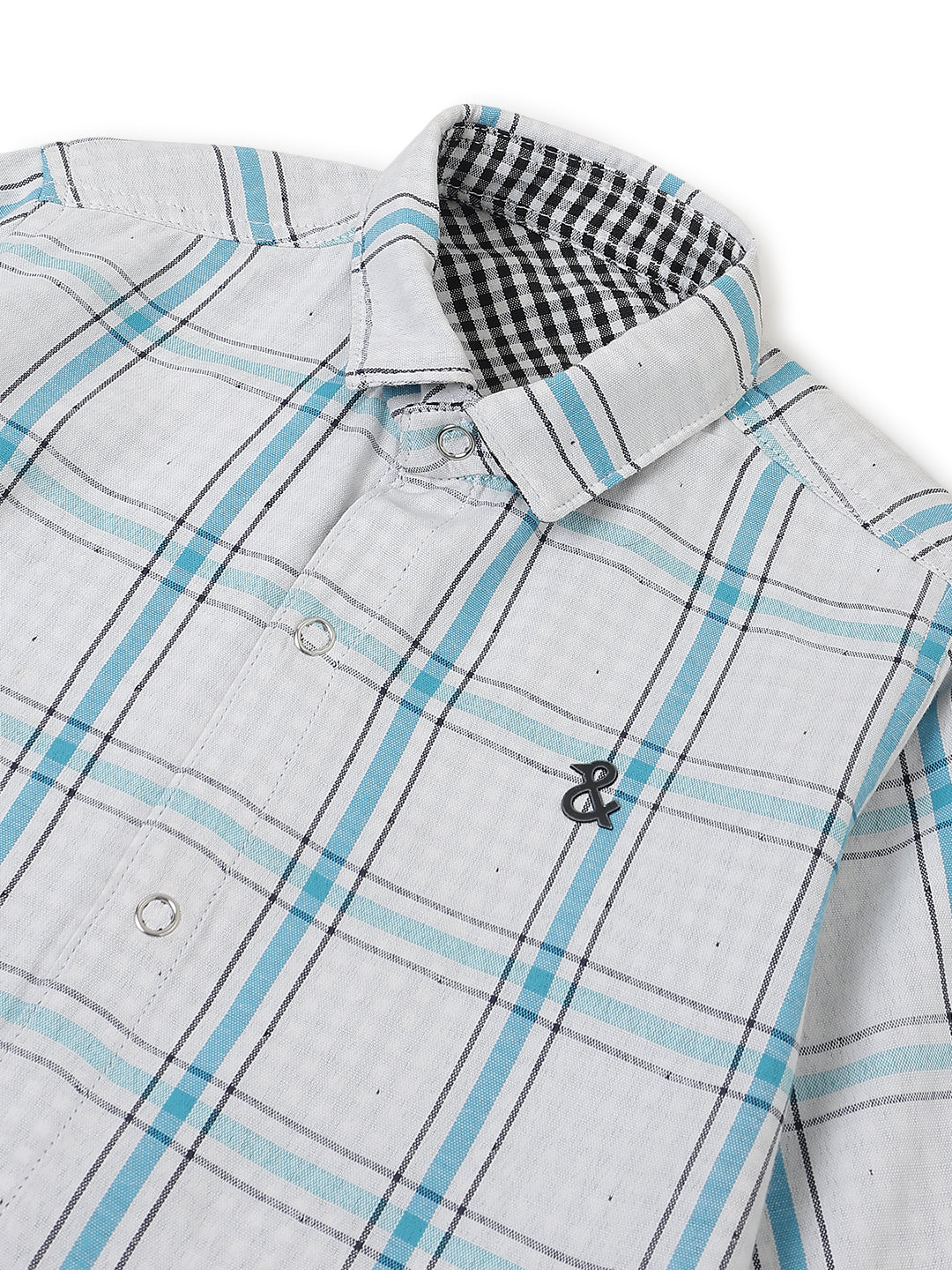 Boys Cotton Black & White Gingham Checks Reversible Shirt