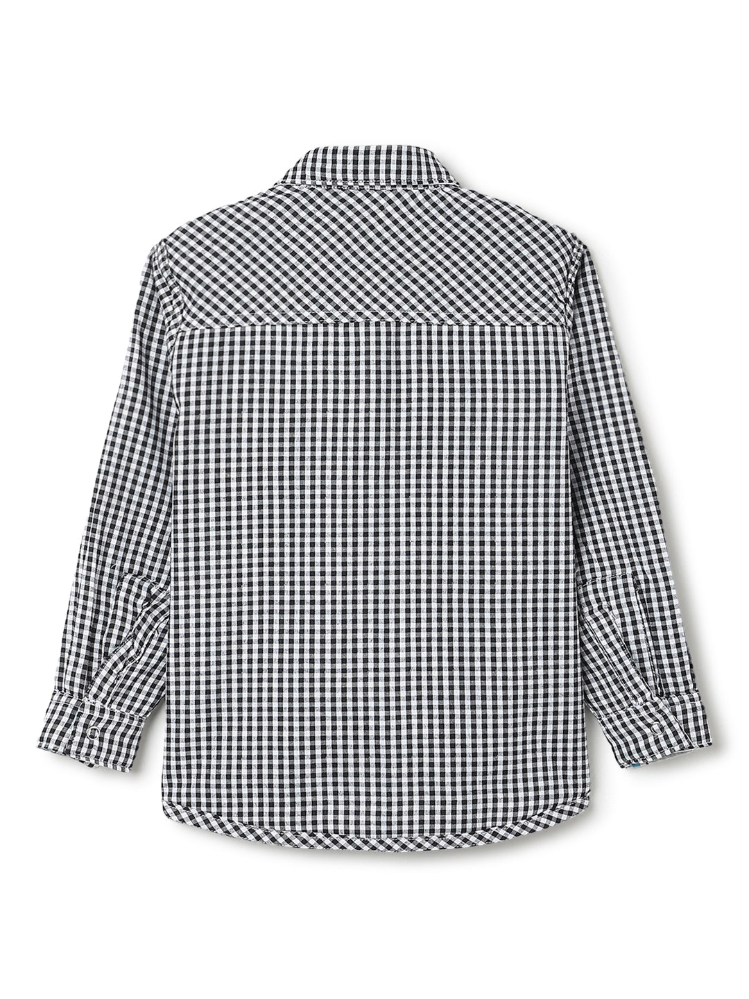Boys Cotton Black & White Gingham Checks Reversible Shirt