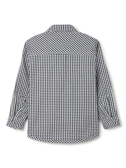 Boys Cotton Black & White Gingham Checks Reversible Shirt