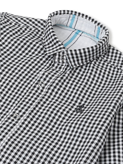 Boys Cotton Black & White Gingham Checks Reversible Shirt