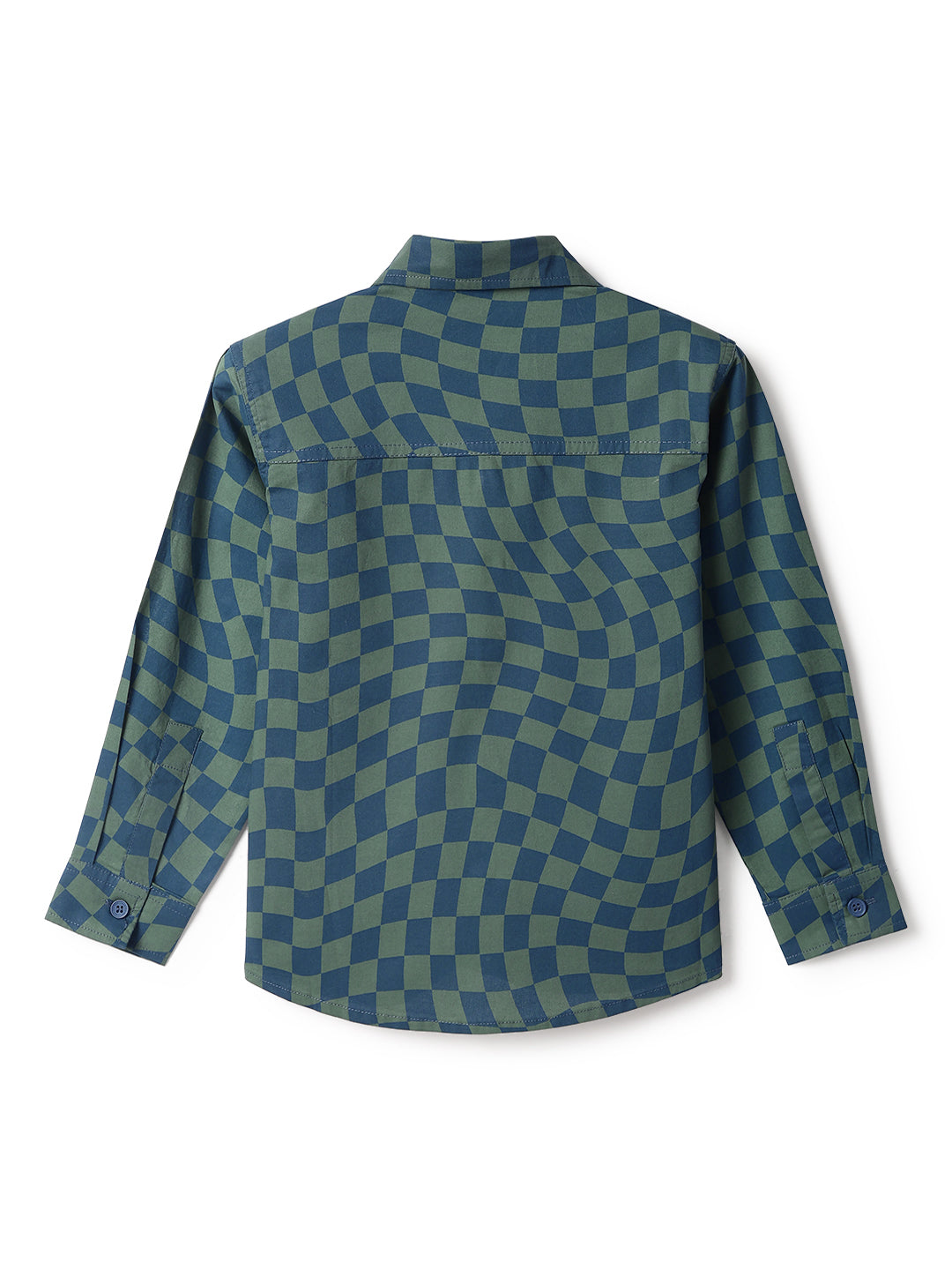 Boys Green Cotton Checks Shirt
