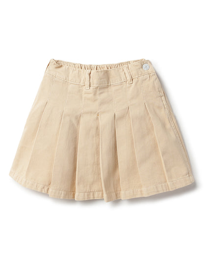 Girls Beige Casual Cotton Solid Skirt