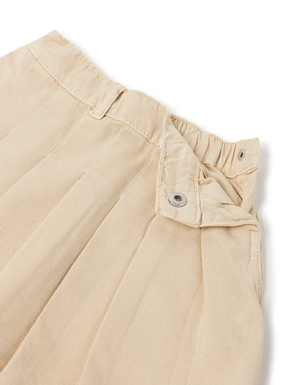 Girls Beige Casual Cotton Solid Skirt