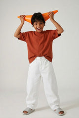 Boys White Baggy Fit Denim Jeans