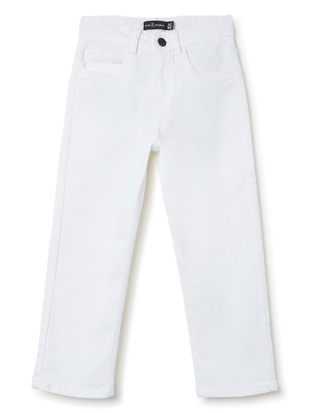 Boys White Baggy Fit Denim Jeans