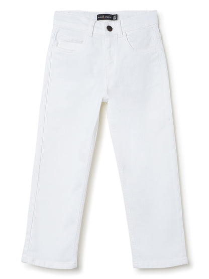 Boys White Baggy Fit Denim Jeans