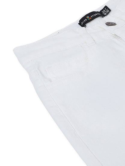 Boys White Baggy Fit Denim Jeans