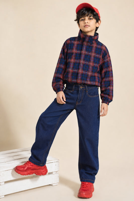 Boys Dark Blue Baggy Fit Denim Jeans
