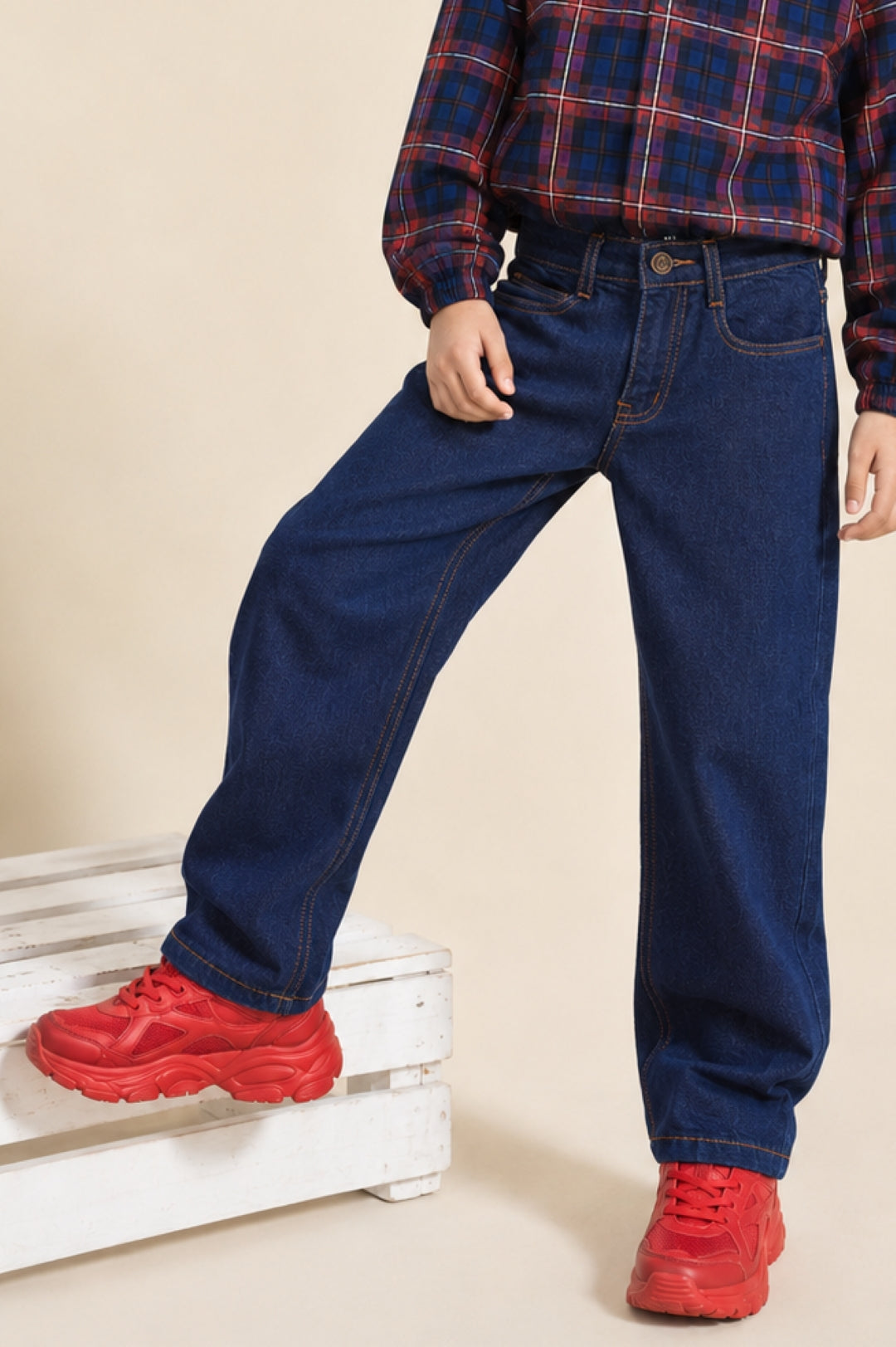 Boys Dark Blue Baggy Fit Denim Jeans