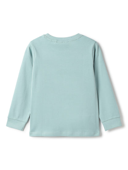 Boys Cotton Blue Embroidered T-Shirt