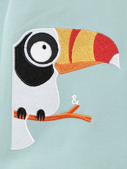 Boys Cotton Blue Embroidered T-Shirt