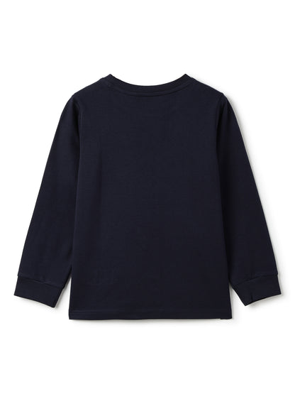Boys Cotton Navy Blue T-Shirt