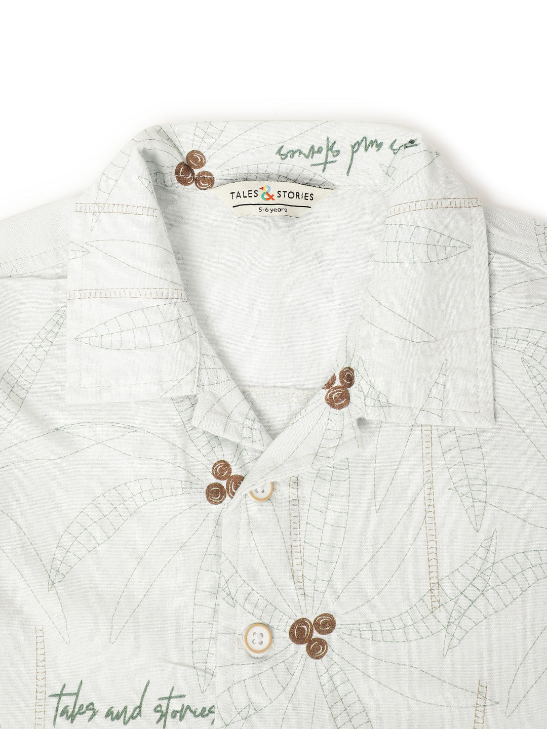 Boys Off White Cotton Printed Co-ords Set