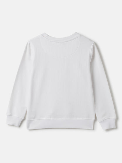 Boys Cotton Poly White Printed Sweatshirt