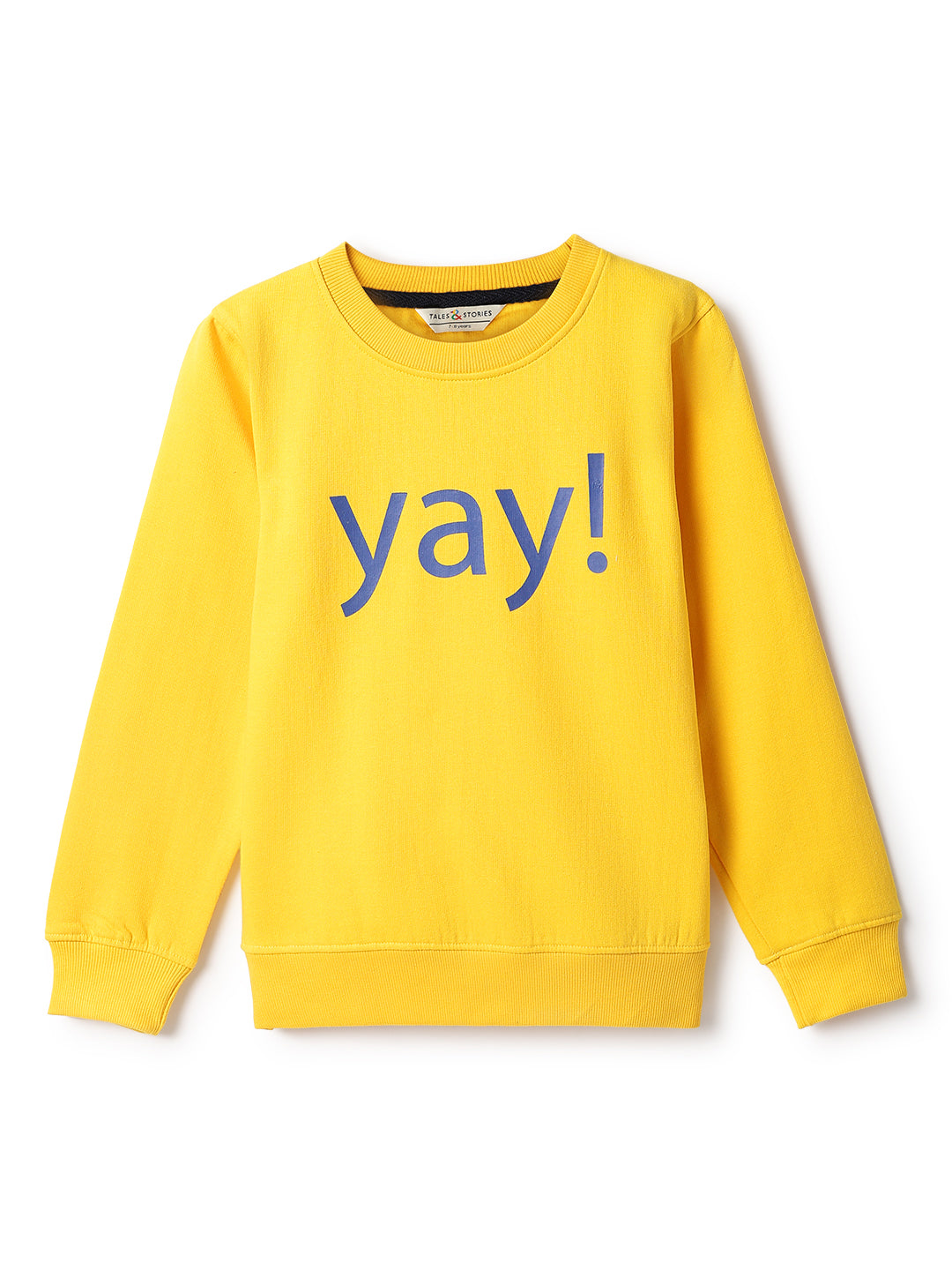 Boys Yellow Cotton Poly Print Sweatshirt
